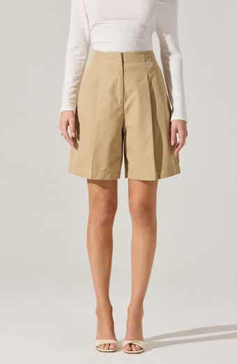 ASTR the Label Pleated Cotton Blend Walking Shorts