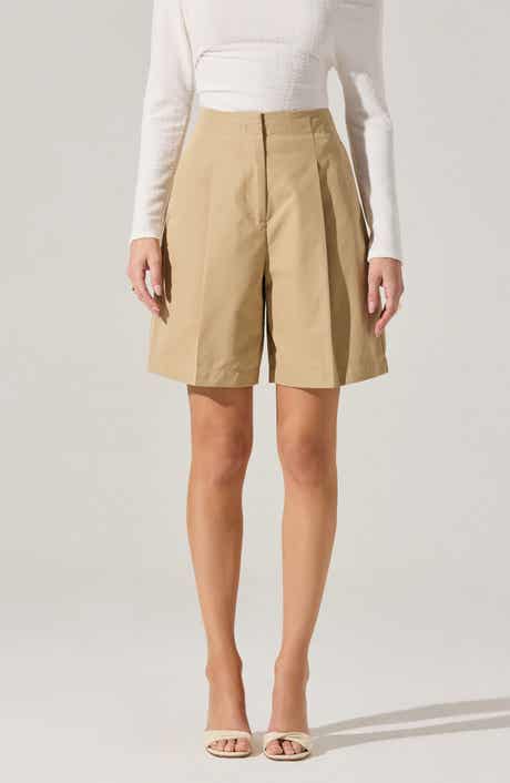 ASTR the Label Pleated Cotton Blend Walking Shorts
