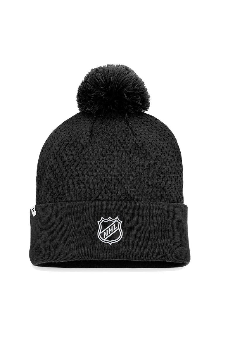 Women's Fanatics Branded Black Arizona Coyotes Authentic Pro Road Cuffed Knit Hat with Pom, Alternate, color, Black