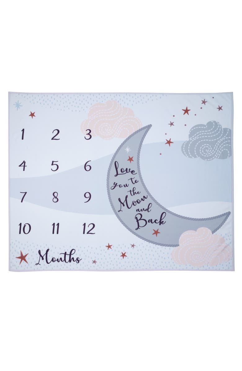 Lambs & Ivy Goodnight Moon Milestone Photo Opportunity Soft Fleece Baby Blanket, Alternate, color, Cream