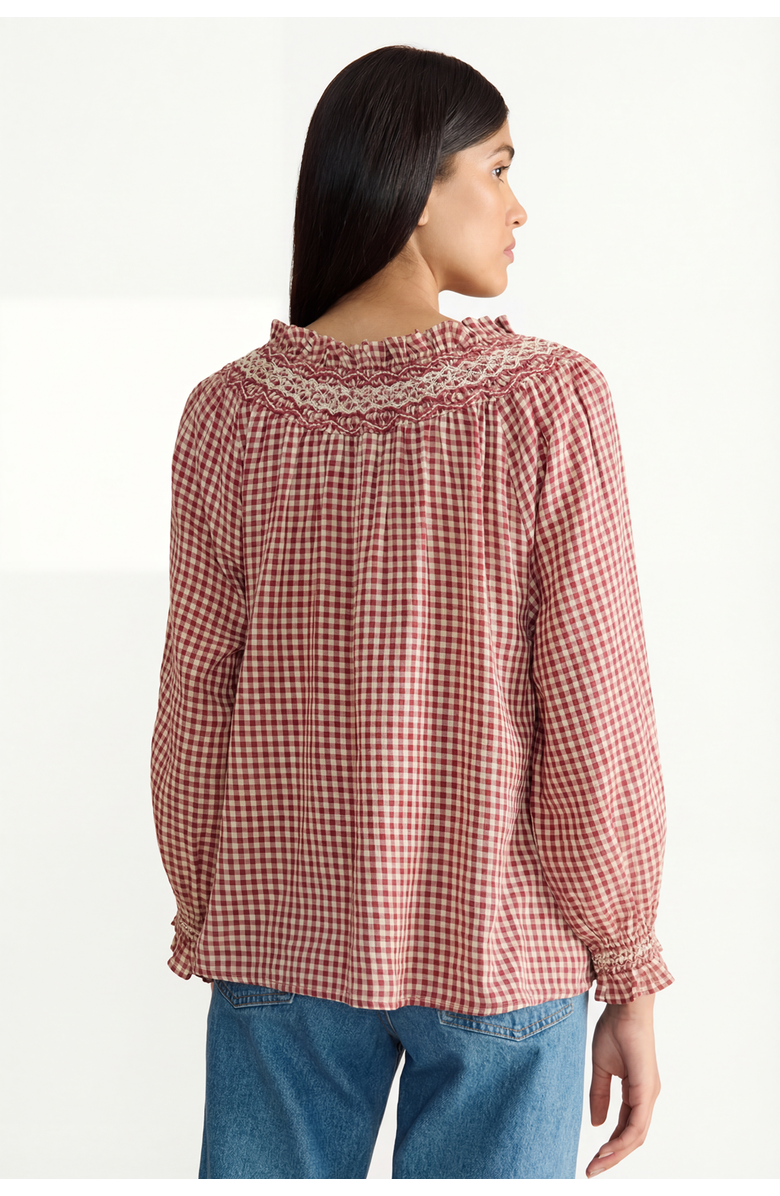 If Only If Georgie Blouse, Alternate, color, Rust Gingham