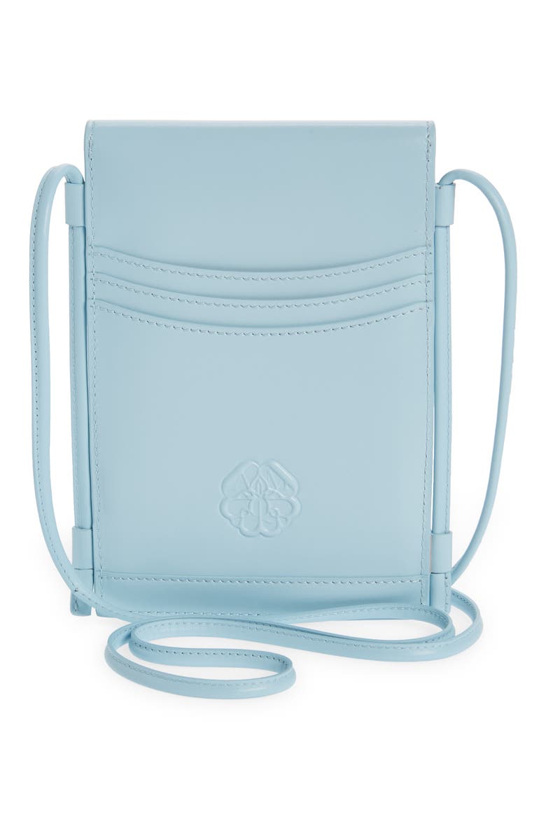 Alexander McQueen The Curve Leather Crossbody Phone Case, Alternate, color, PALE BLUE