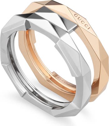 Gucci Jewelry Link to Love Geometric Studded Double Ring