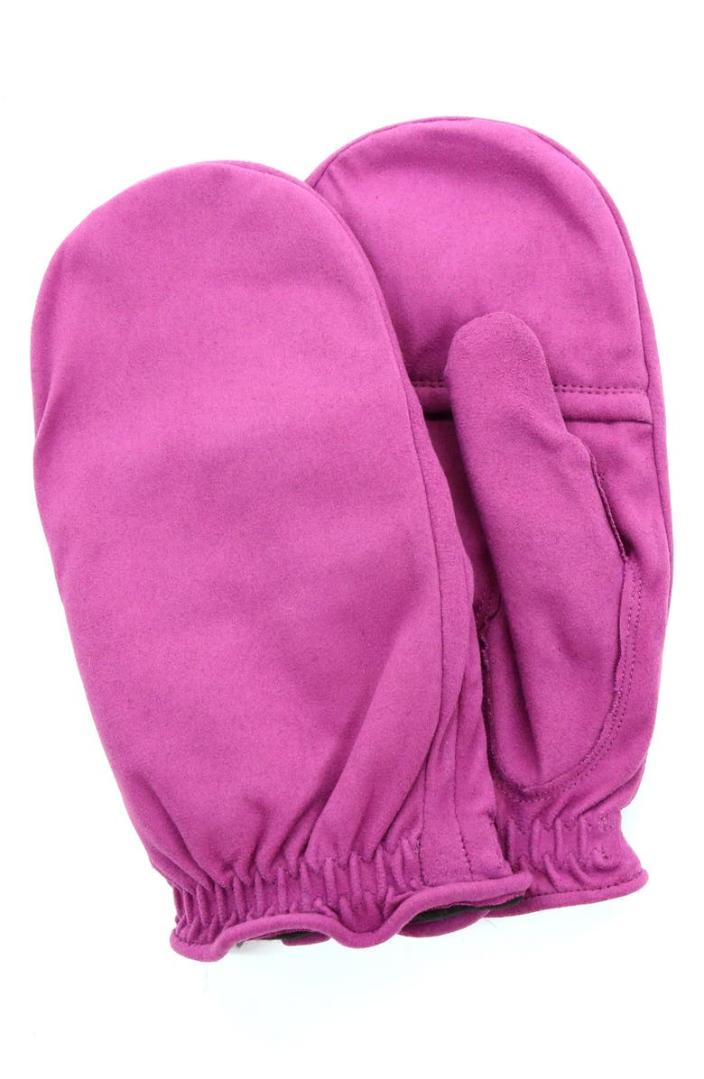 Portolano Faux Suede Mittens, Main, color, Wild Cherr