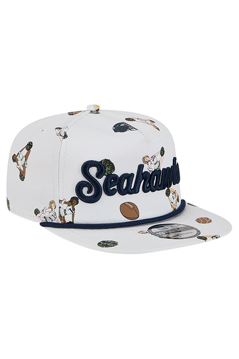 Men's New Era  White Seattle Seahawks Team Cheer 19TWENTY Snapback Hat, Alternate, color, White