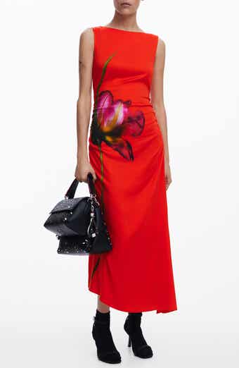 Desigual Placed Floral Sleeveless Asymmetric Midi Dress