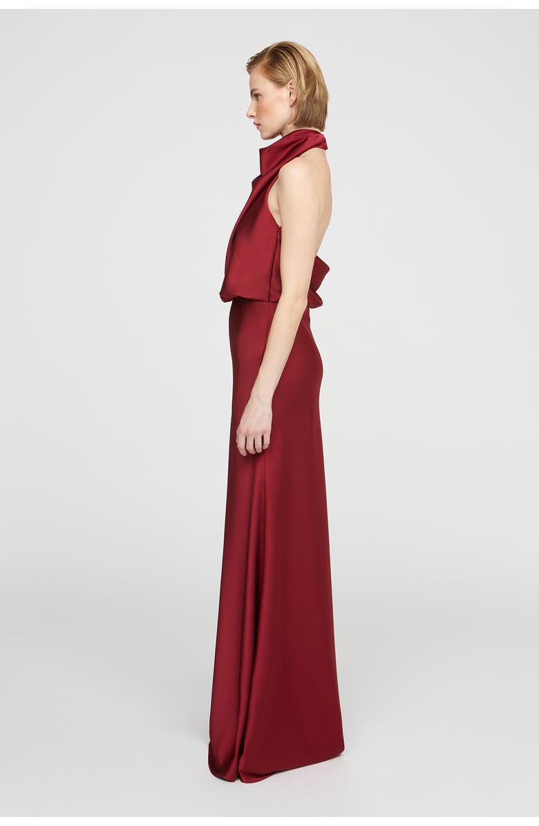HALSTON Ada Satin Gown, Alternate, color, Ruby