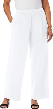 Jessica London Stretch Knit Crepe Wide Leg Pant