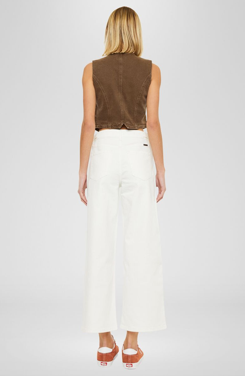 Kancan Calla Ultra High Rise Cropped Wide Leg Jeans In White