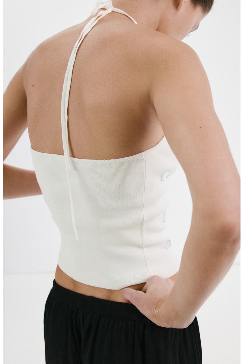 Metallic Appliqué Halter Top, Alternate, color, WHITE