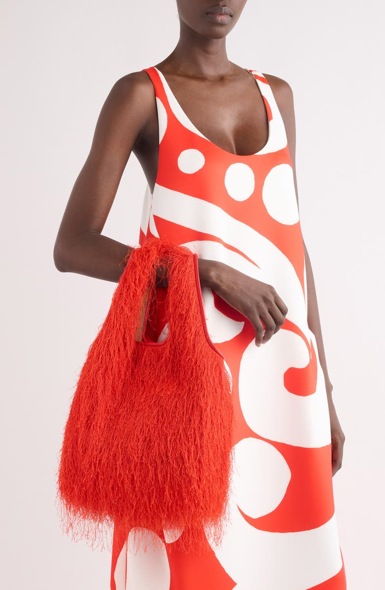 Dries Van Noten Marche Fringe Tote, Alternate, color, 352 Red