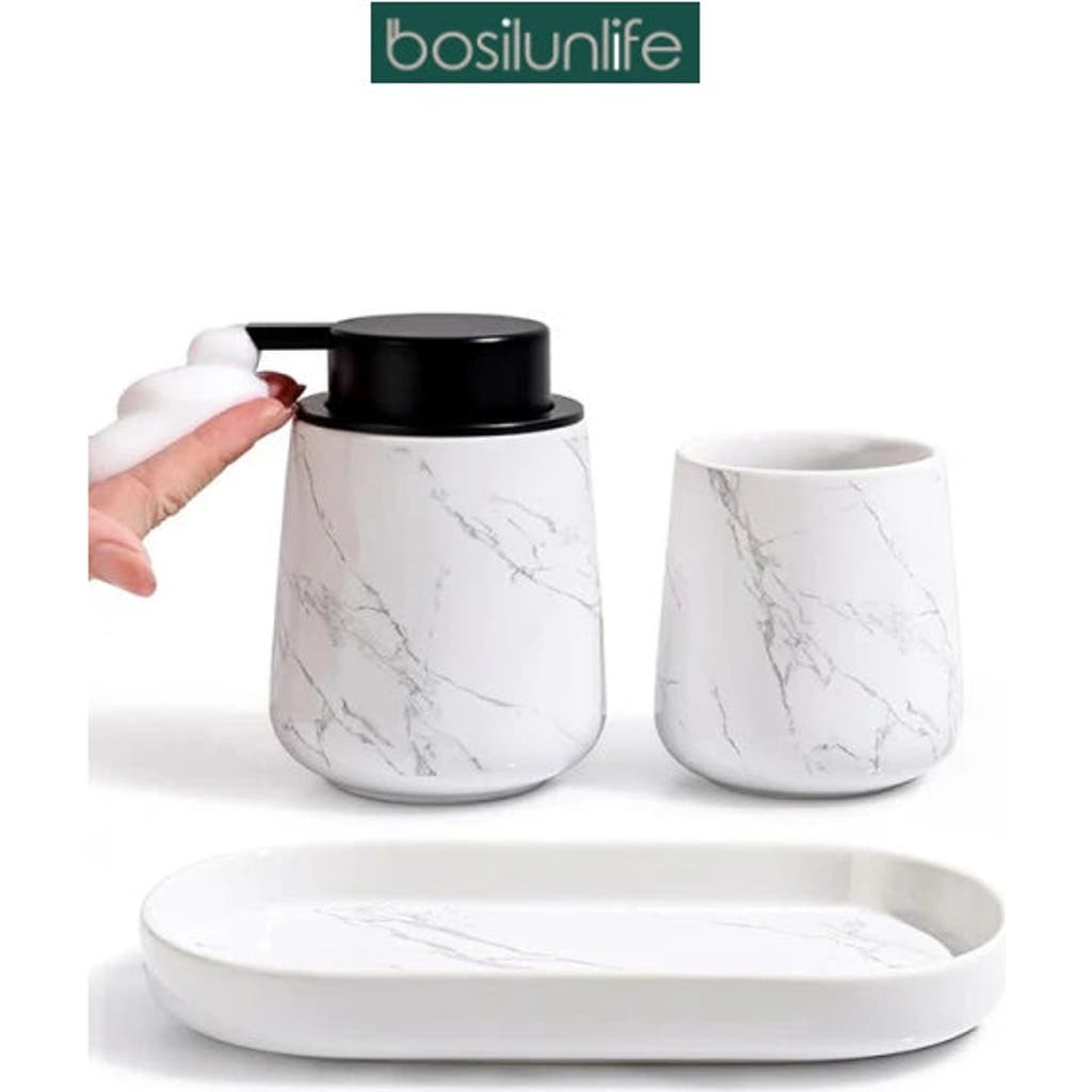 Bosilunlife Marble 3-piece Bathroom Set Sustainable Ceramic