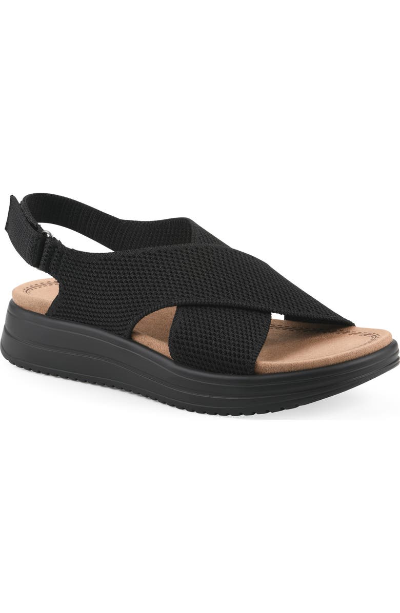 CLIFFS BY WHITE MOUNTAIN Harleen Flatform Slingback Sandal, Main, color, Black/ Fabric