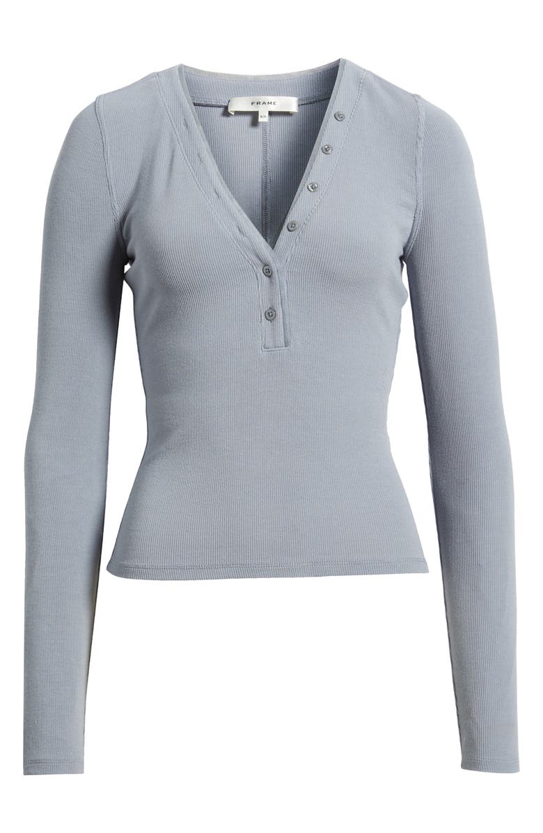 FRAME The Mesh Trim Rib Henley, Alternate, color, Grey Blue