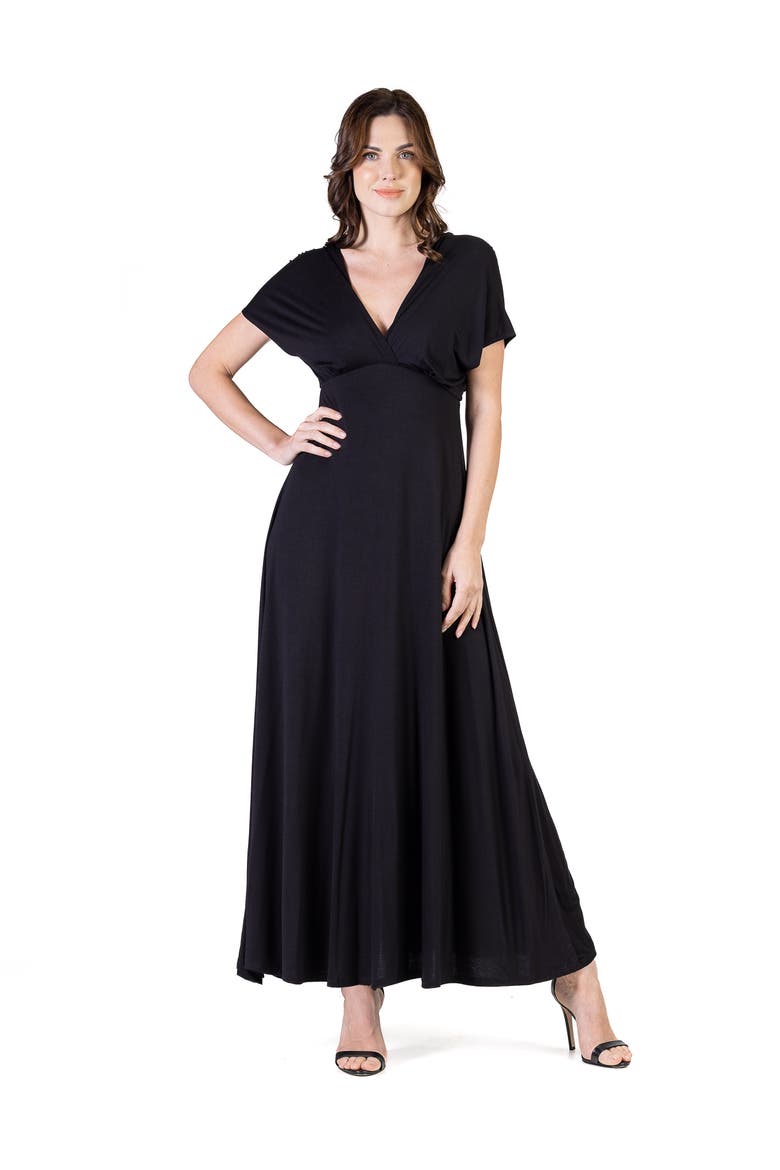 V-Neck Sleeveless Maxi Dress with Belt, Main, color, Black