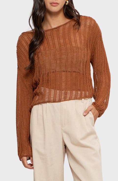 Ladder Stitch Sheer Sweater