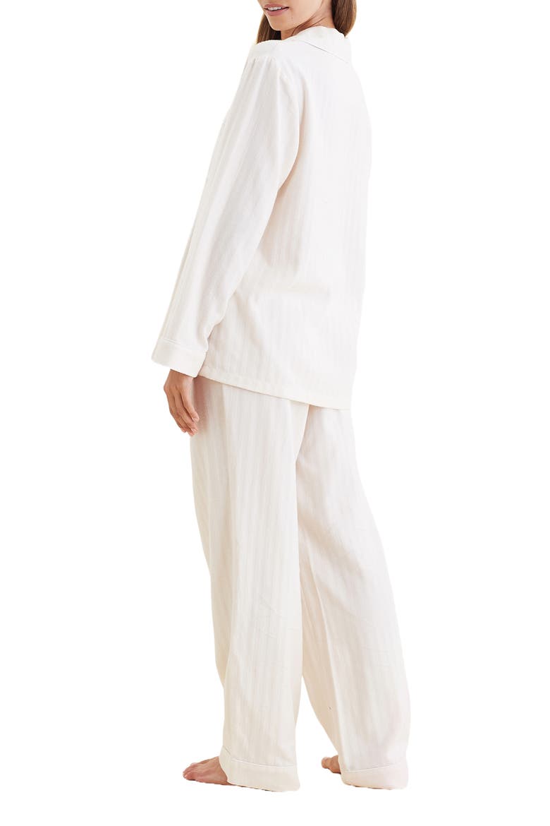 Herringbone Supersoft Brushed Organic Cotton Pajamas, Alternate, color, OATMEAL