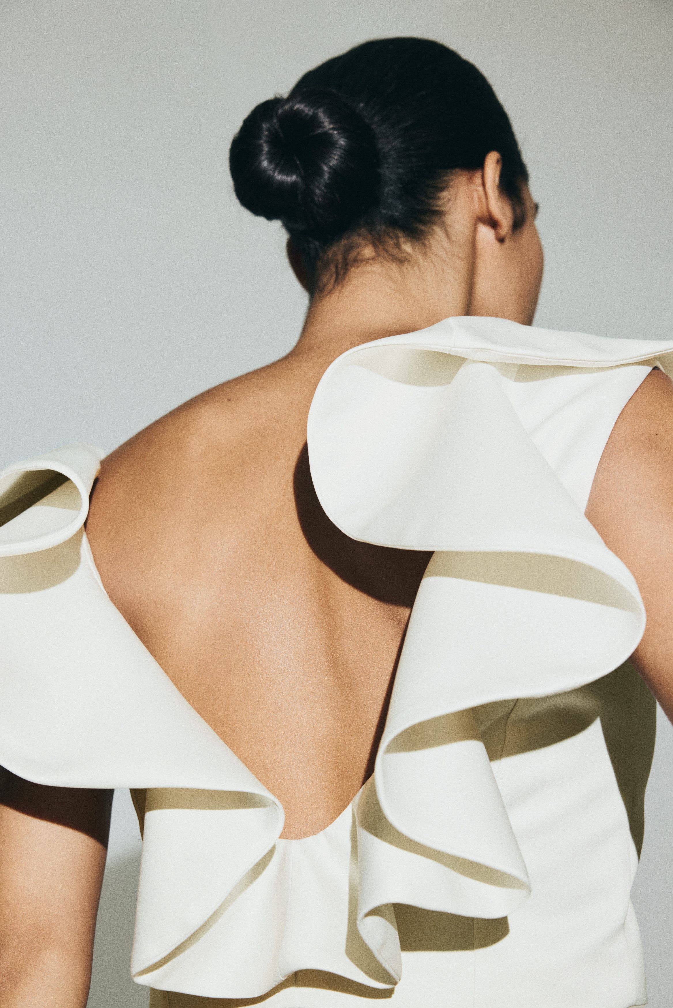 Flounce-trimmed V-neck Top - image 2