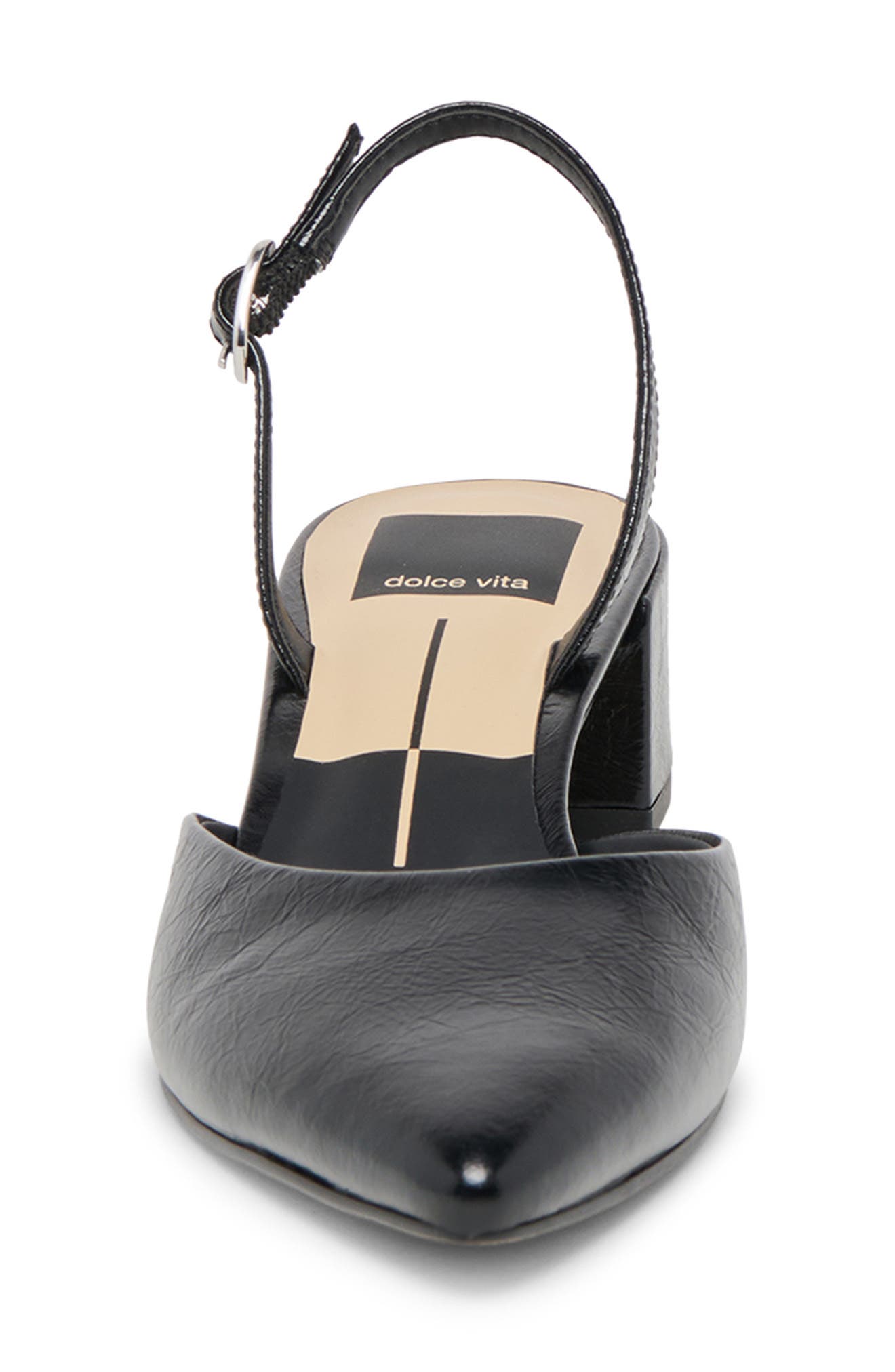 Dolce Vita Carel Pointed Toe Slingback Pump, Alternate, color, Midnight Crinkle Pat