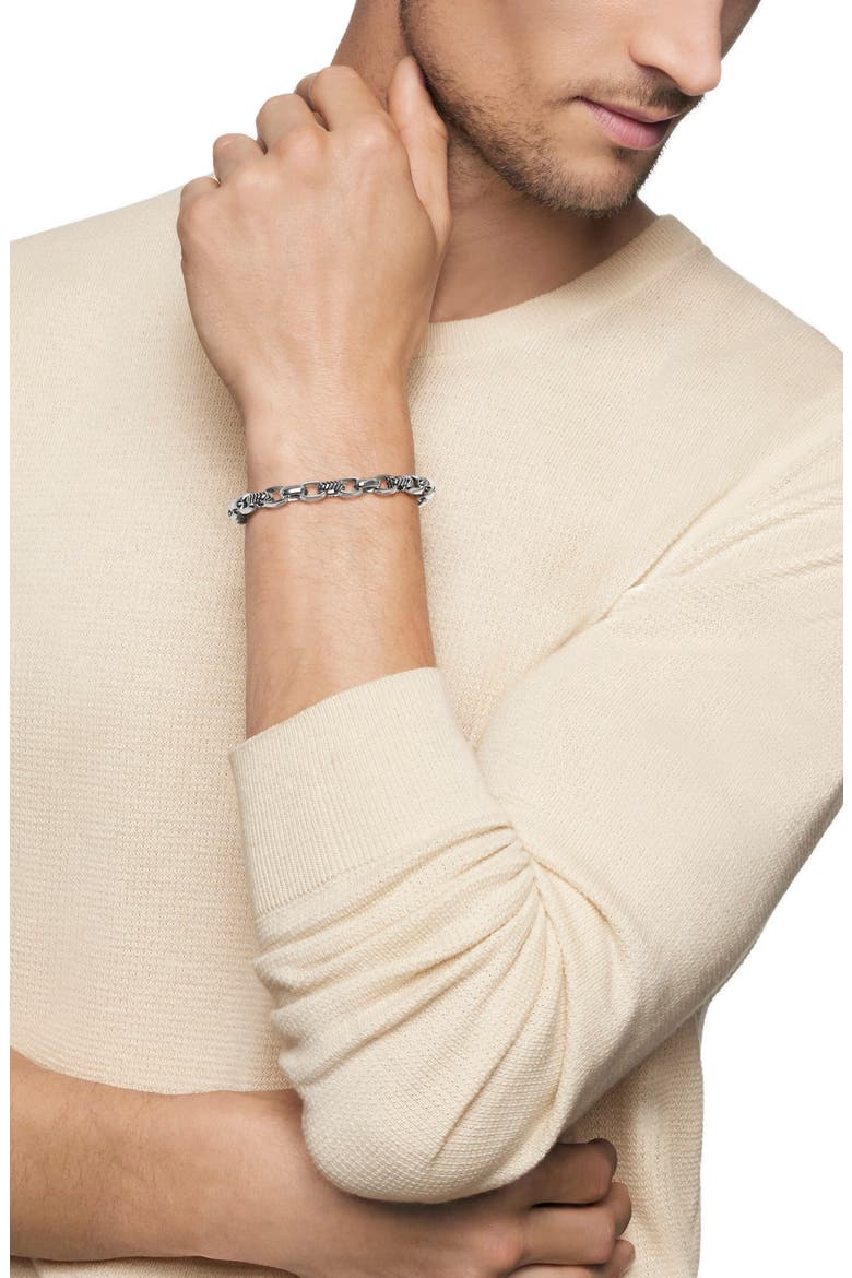 Men's Chevron Link Bracelet, Alternate, color, SILVER