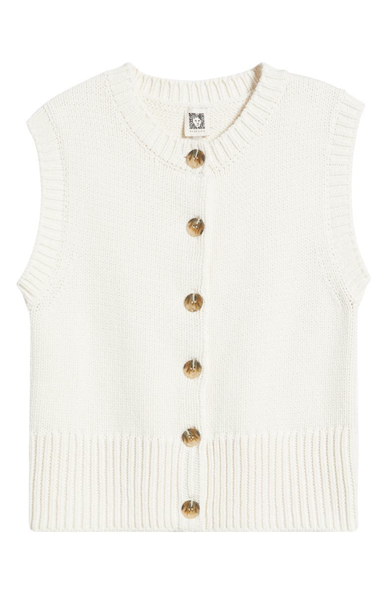Anne Klein Button-Up Sweater Vest, Alternate, color, White Dove
