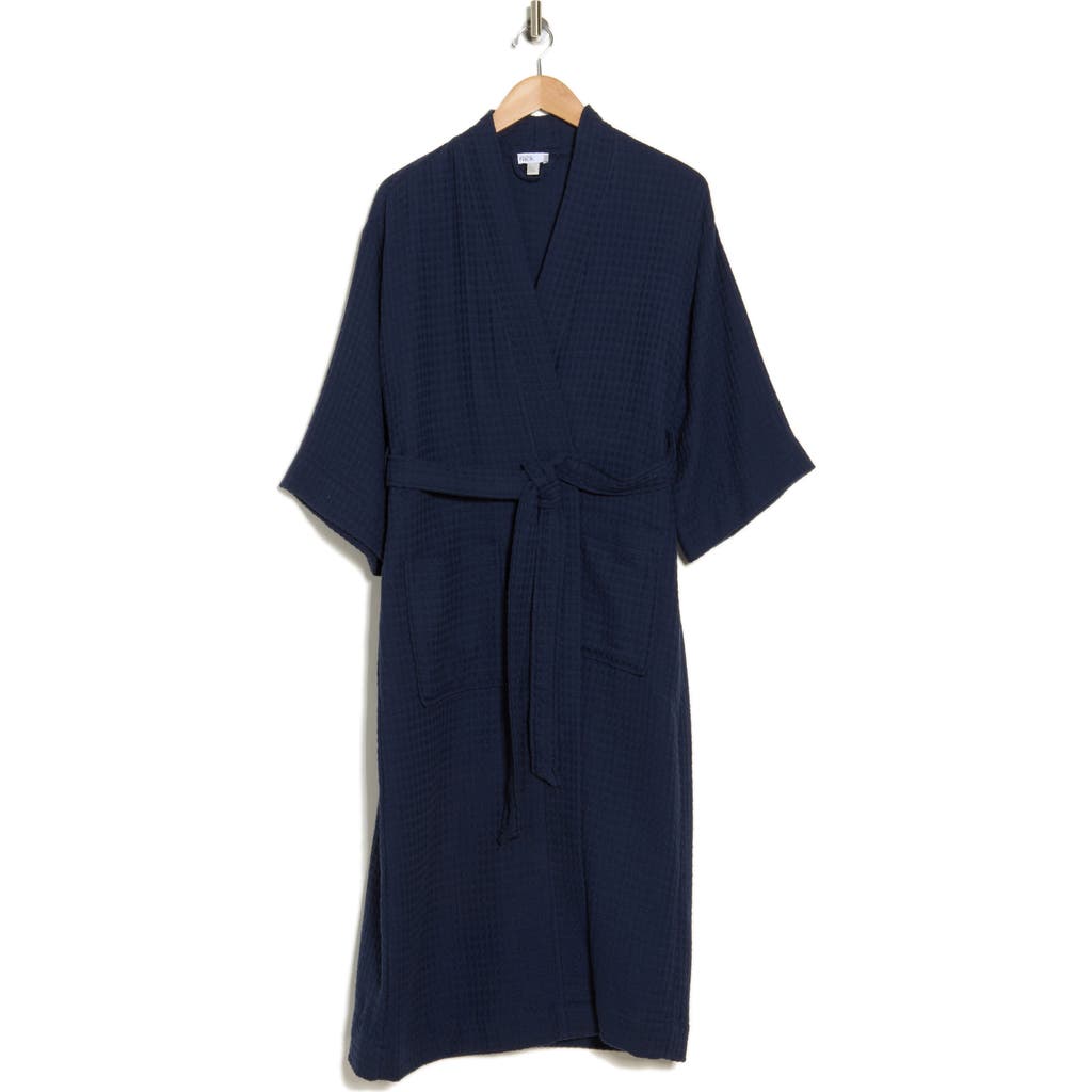 Nordstrom Rack Midi Waffle Knit Robe In Navy Blazer