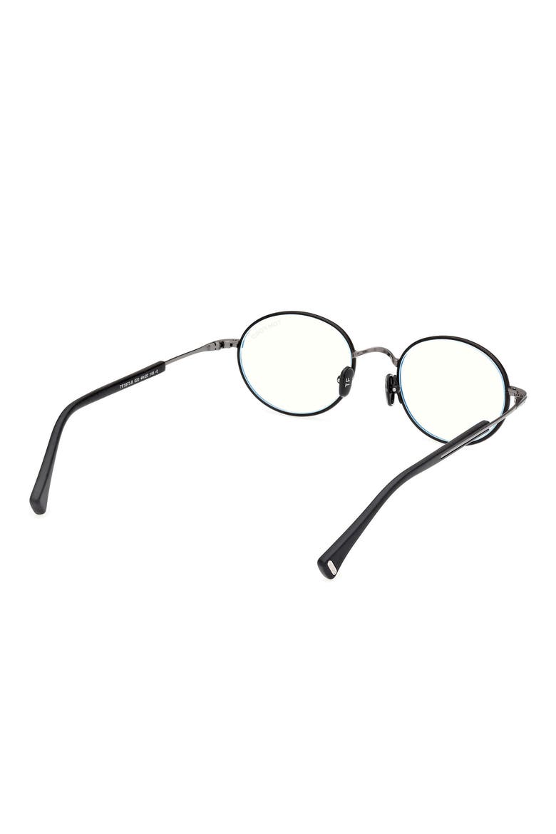 49mm Round Blue Light Blocking Optical Glasses, Alternate, color, BLACK GUNMETAL / T LOGO