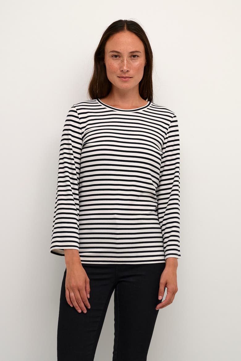 Liddy Jersey Blouse, Main, color, Chalk/black stripe