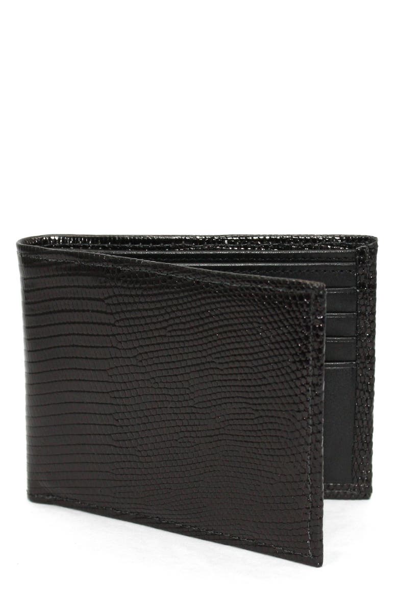 Genuine Lizard Wallet, Main, color, BLACK