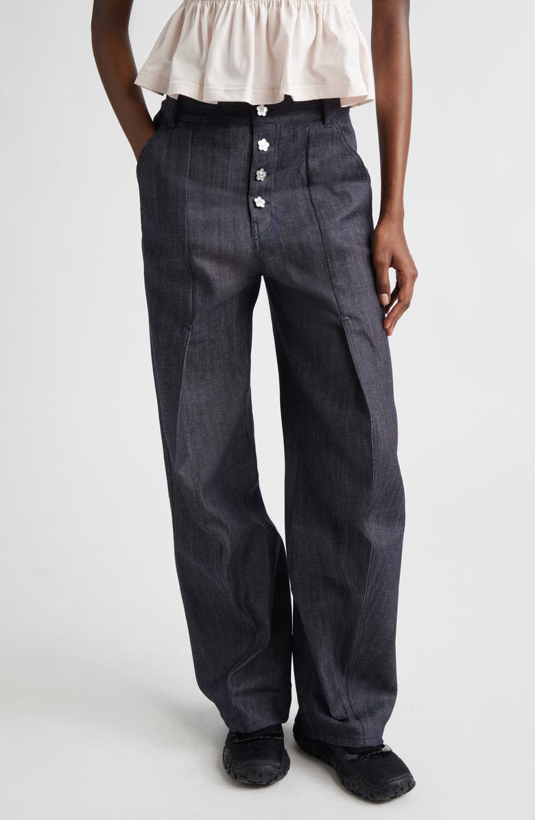 Cecilie Bahnsen Carmela Denim Trousers, Main, color, Indigo Denim