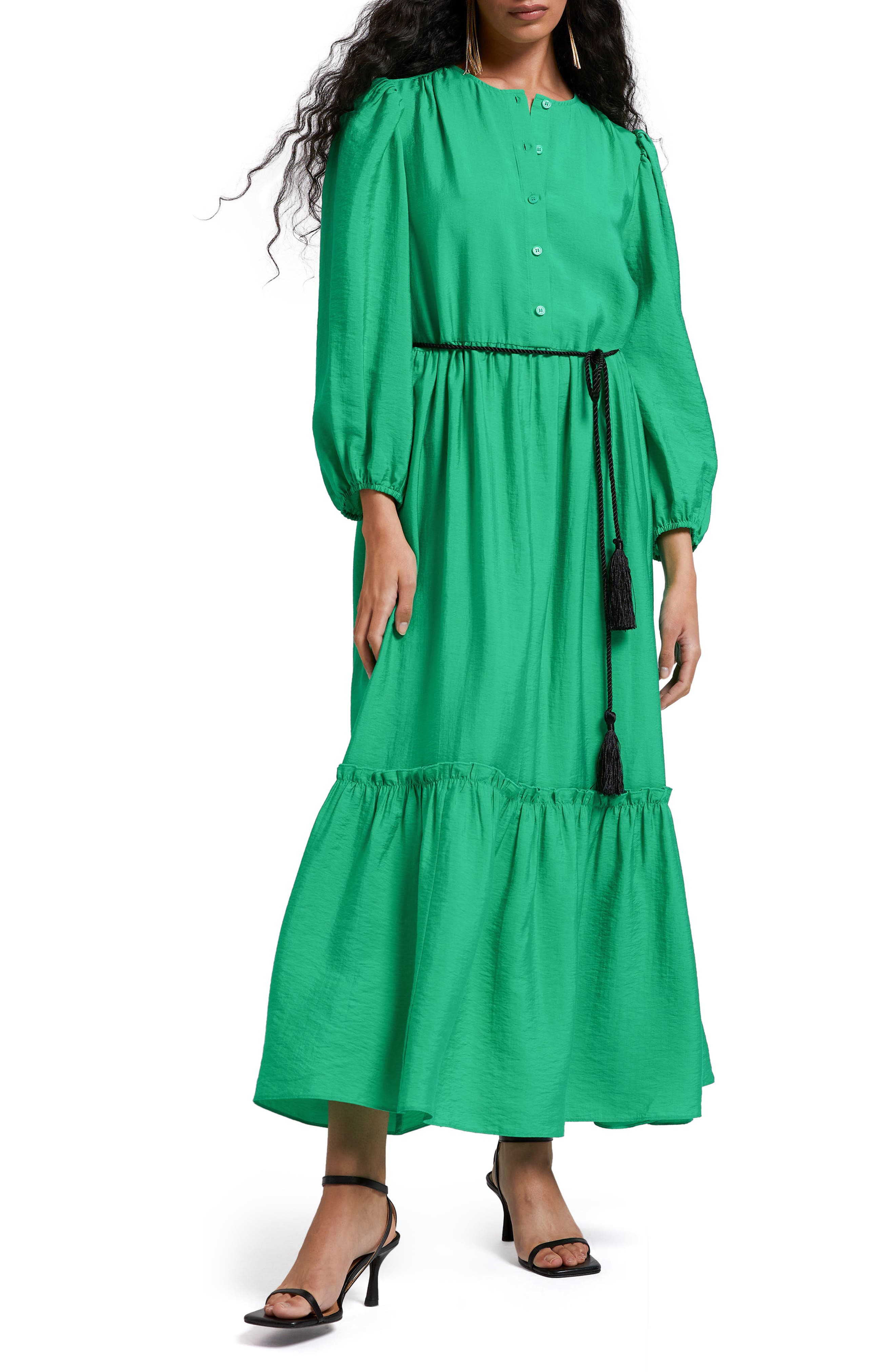 & Other Stories Tiered Long Sleeve Maxi Dress