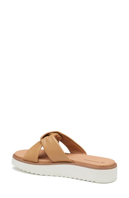 Johnston & Murphy Mitzi Knot Platform Wedge Slide Sandal In Tan Glove Leather