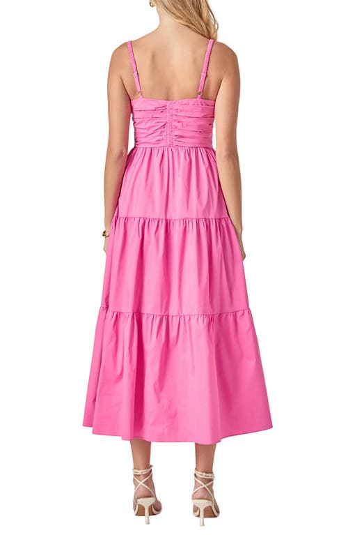 English Factory Ruched Cotton Blend Tiered Sundress In Pink