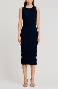Torn by Ronny Kobo Ryan Sleeveless Fringe Midi Dress