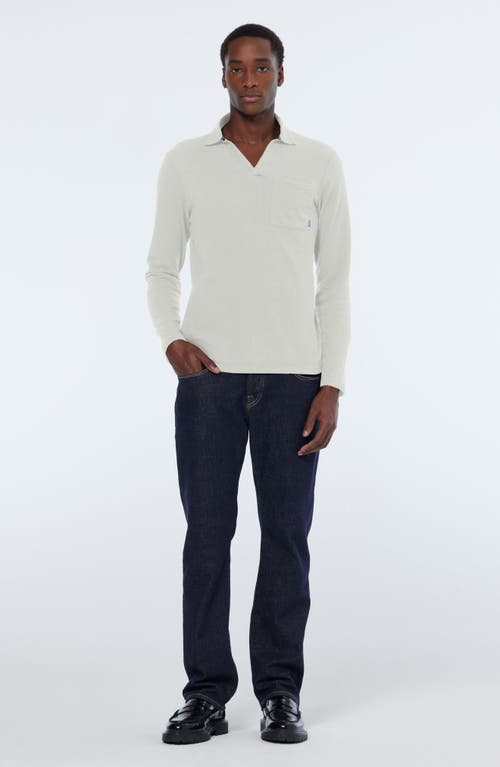 Scotch & Soda Relaxed Fit Long Sleeve Cotton Johnny Collar Polo In White