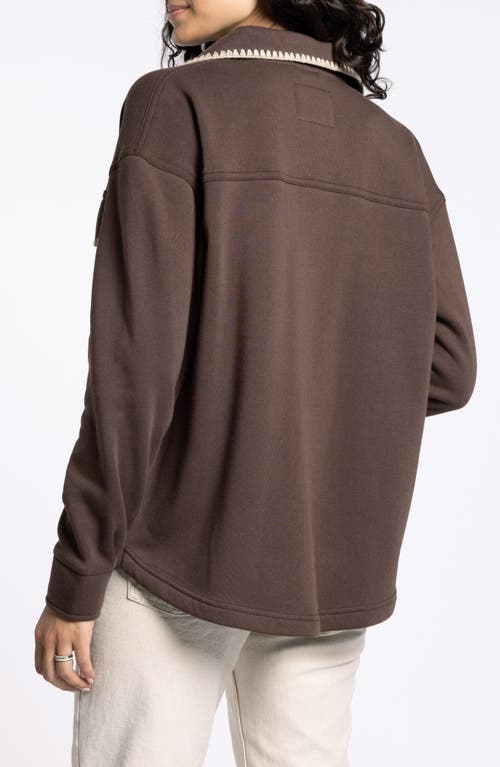 Thread & Supply Carmine Contrast Trim Cotton Blend Fleece Jacket In Brown