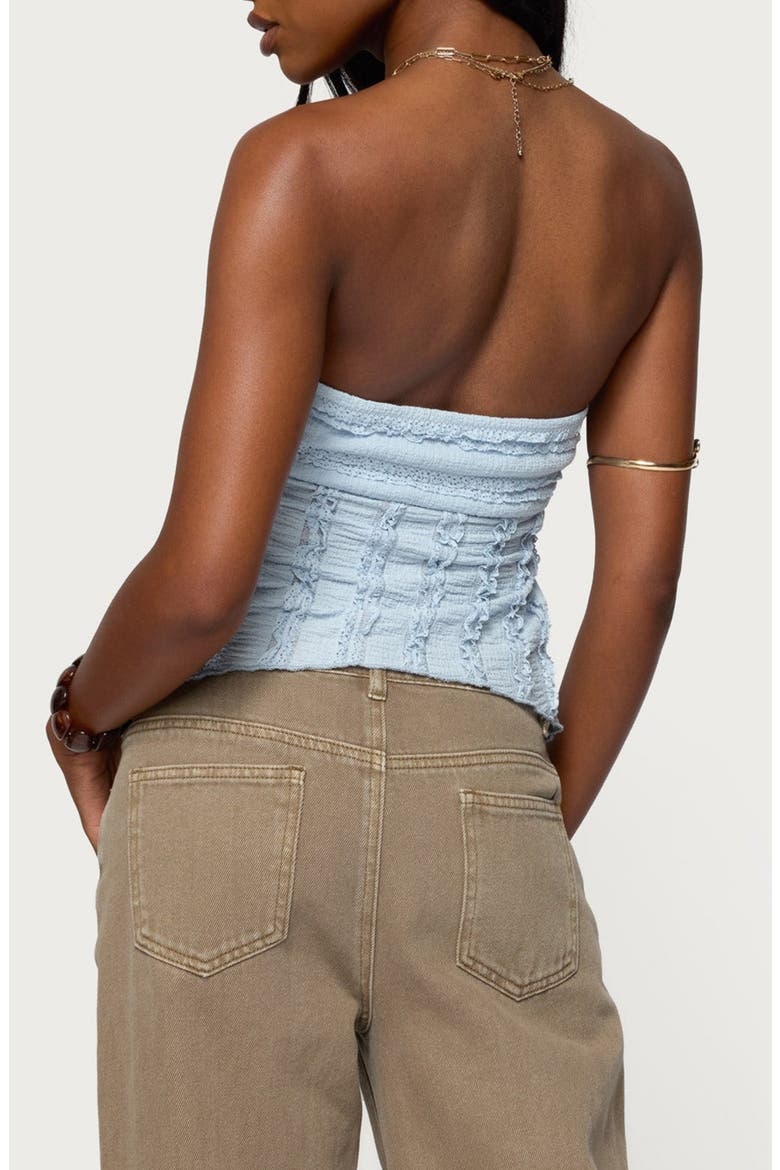 Textured Ruffle Split Front Strapless Top, Alternate, color, LIGHT-BLUE