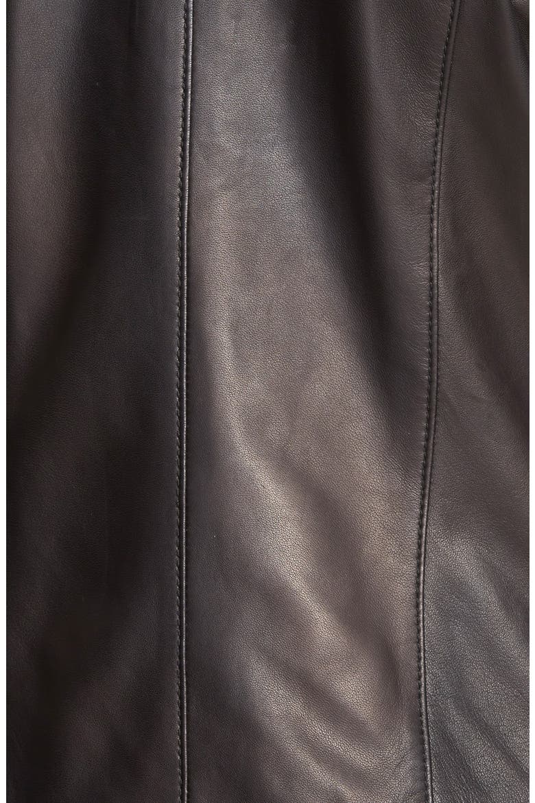 Collarless Leather Jacket, Alternate, color, BLACK
