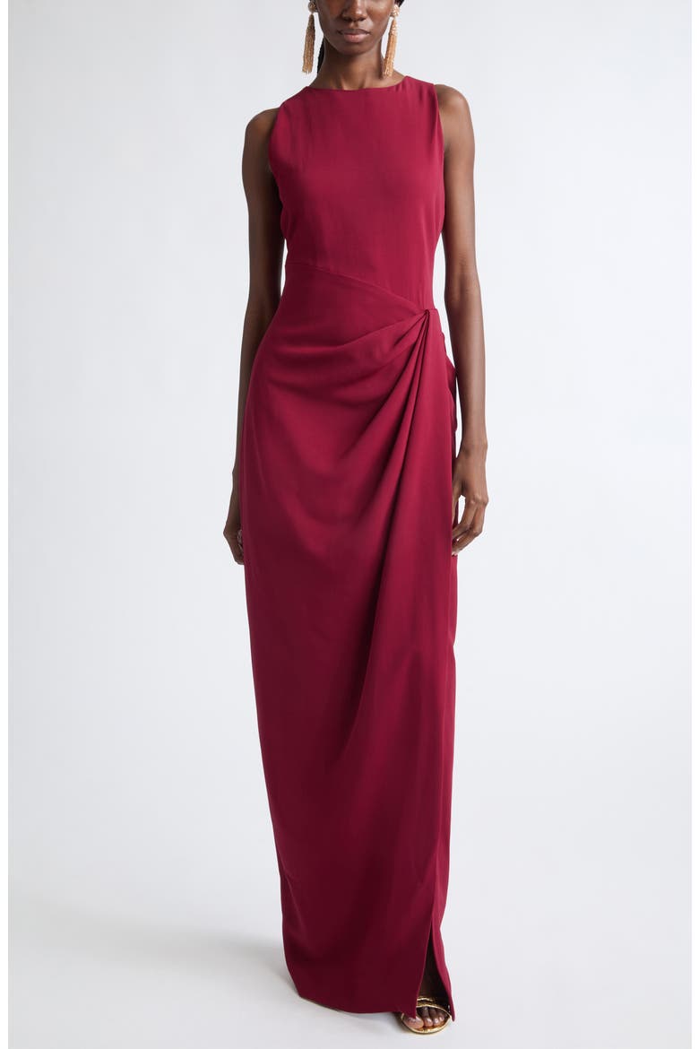 Drape Detail Cady Gown, Main, color, CLARET
