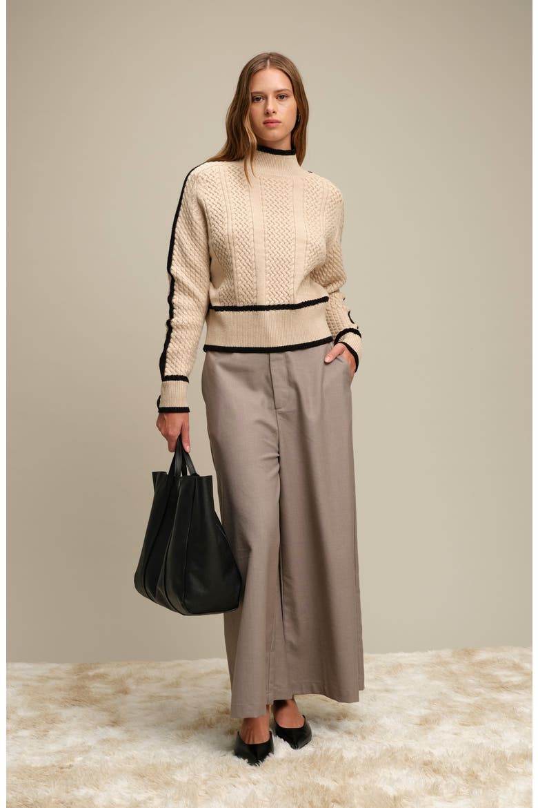 Kevin Turtleneck Sweater, Alternate, color, ECRU MELANGE WITH BLACK