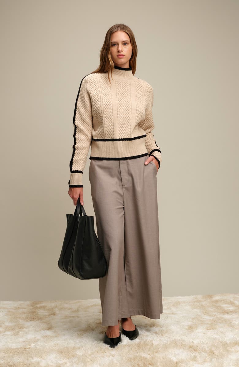 DELUC Kevin Turtleneck Sweater, Alternate, color, Ecru Melange With Black