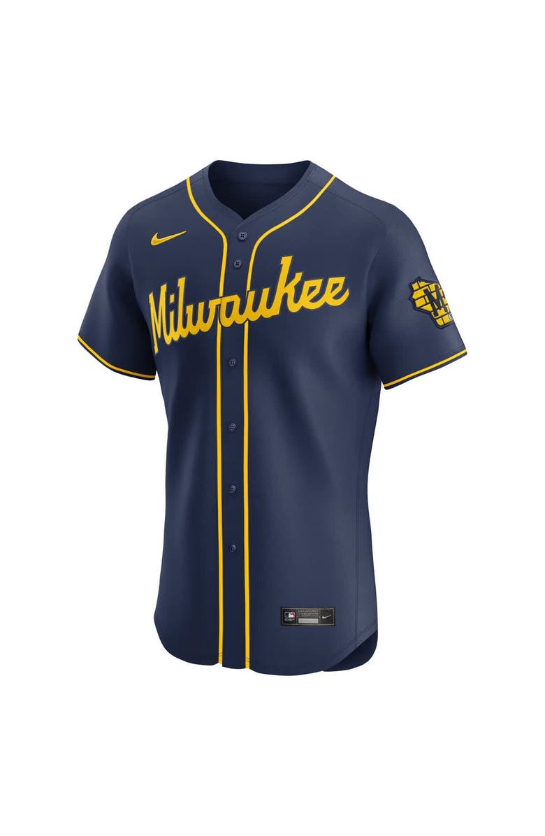 Nike Men's Nike Navy Milwaukee Brewers Alternate 2  Elite Jersey, Alternate, color, Navy