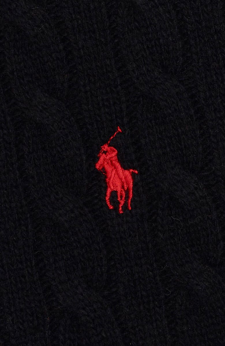 Polo Ralph Lauren Cable Merino Wool Blend Scarf, Alternate, color, Black Black