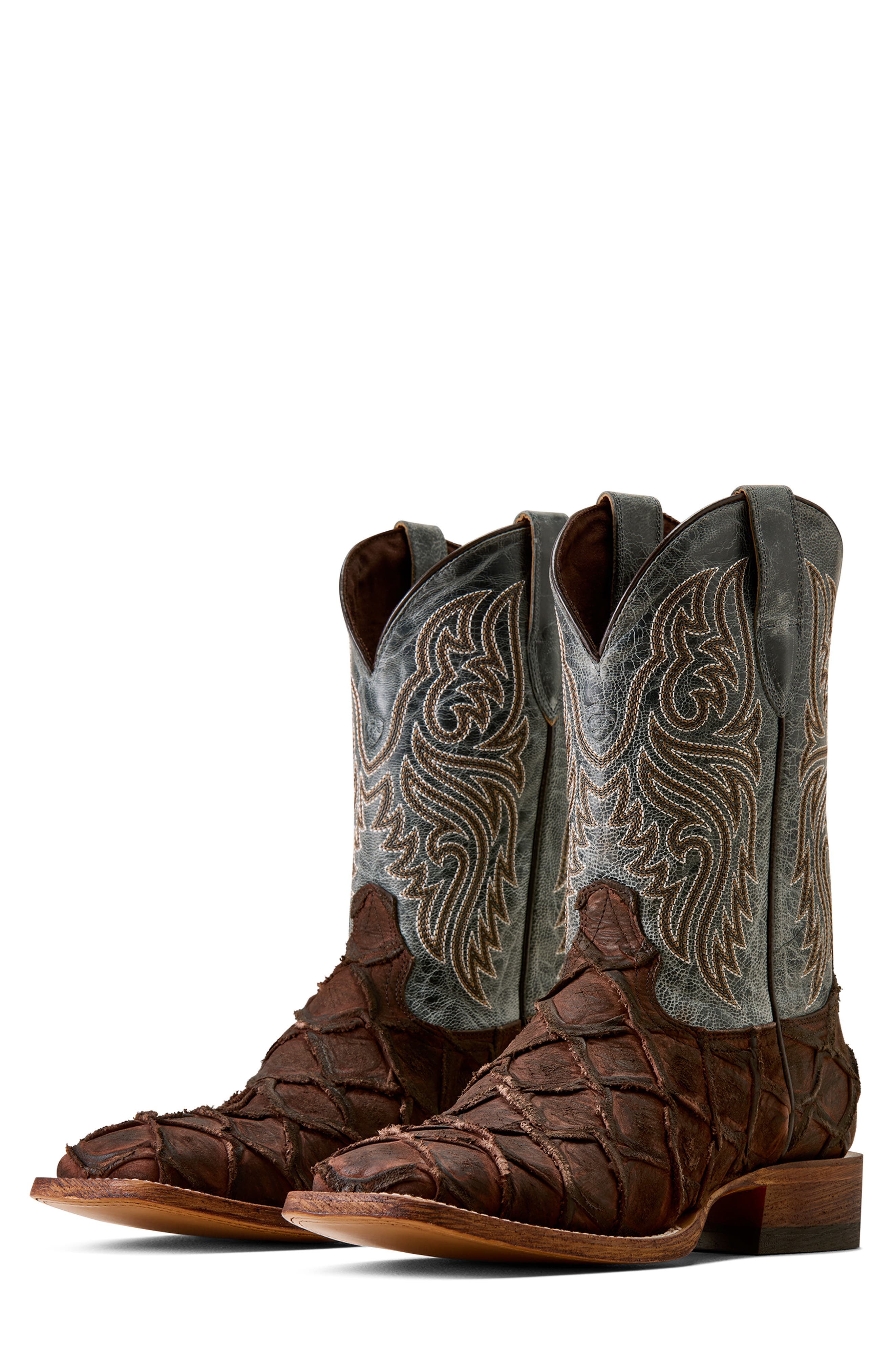 Riverside Wide Square Toe Western Boot, Alternate, color, CHOCOLATE BASS PRINT