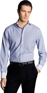 Charles Tyrwhitt Winchester Guard Stripe Non-Iron Poplin Slim Fit Shirt Single Cuff