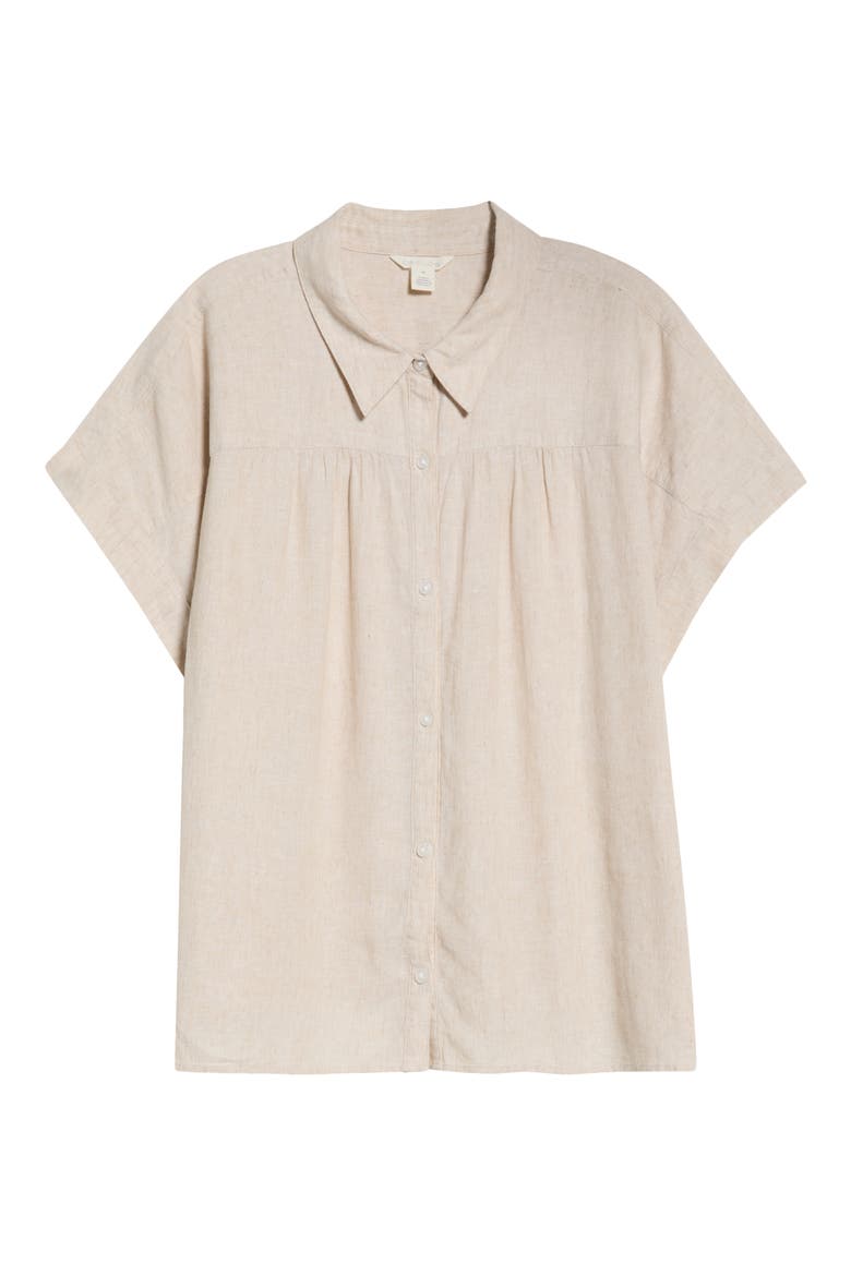 Linen Blend Button-Up Shirt, Alternate, color, FLAX