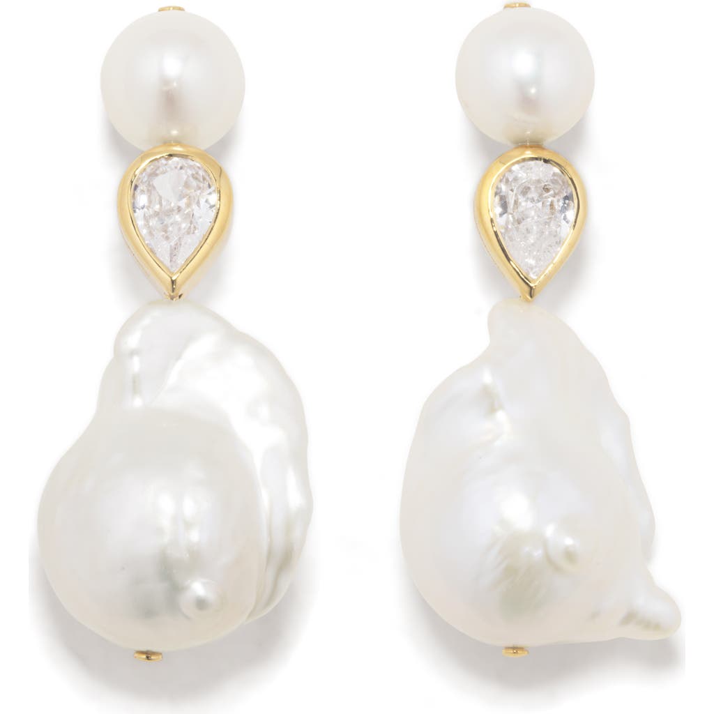 Completedworks Baroque Pearl & Cubic Zirconia Drop Earrings In Metallic