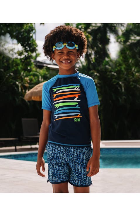 Boys Short Sleeve UPF 50 Sun Protection Rash Guard