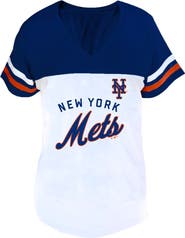 FANATICS Women's Profile White/Royal New York Mets Plus Size Two-Stripe V-Neck T-Shirt