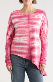 GO COUTURE Tie Dye Asymmetrical High-Low Hem Sweater